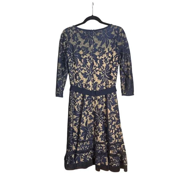 Tadashi Shoji Navy & Beige Lace Dress 3/4 Sleeves Size 8 Elegant Design Polyeste - threedaughtersproperties.com Tadashi Shoji Navy & Beige Lace Dress 3/4 Sleeves Size 8 Elegant Design Polyeste - threedaughtersproperties.com